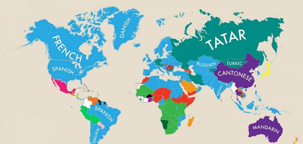 Carte Des Deuxiemes Langues De Chaque Pays Du Monde