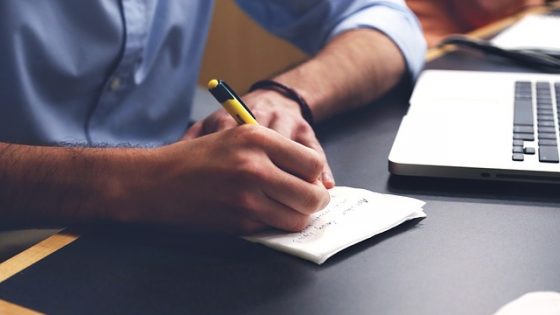 a man writing